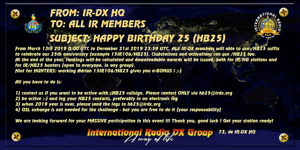 Invitation for celebrating 25 Years of IR-DX Group in 2019